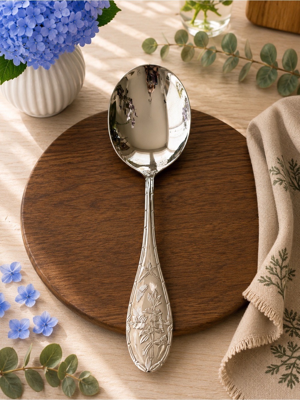 Portmeirion Botanic Garden 18/10 Stainless Large Serving Spoon 11” EUC